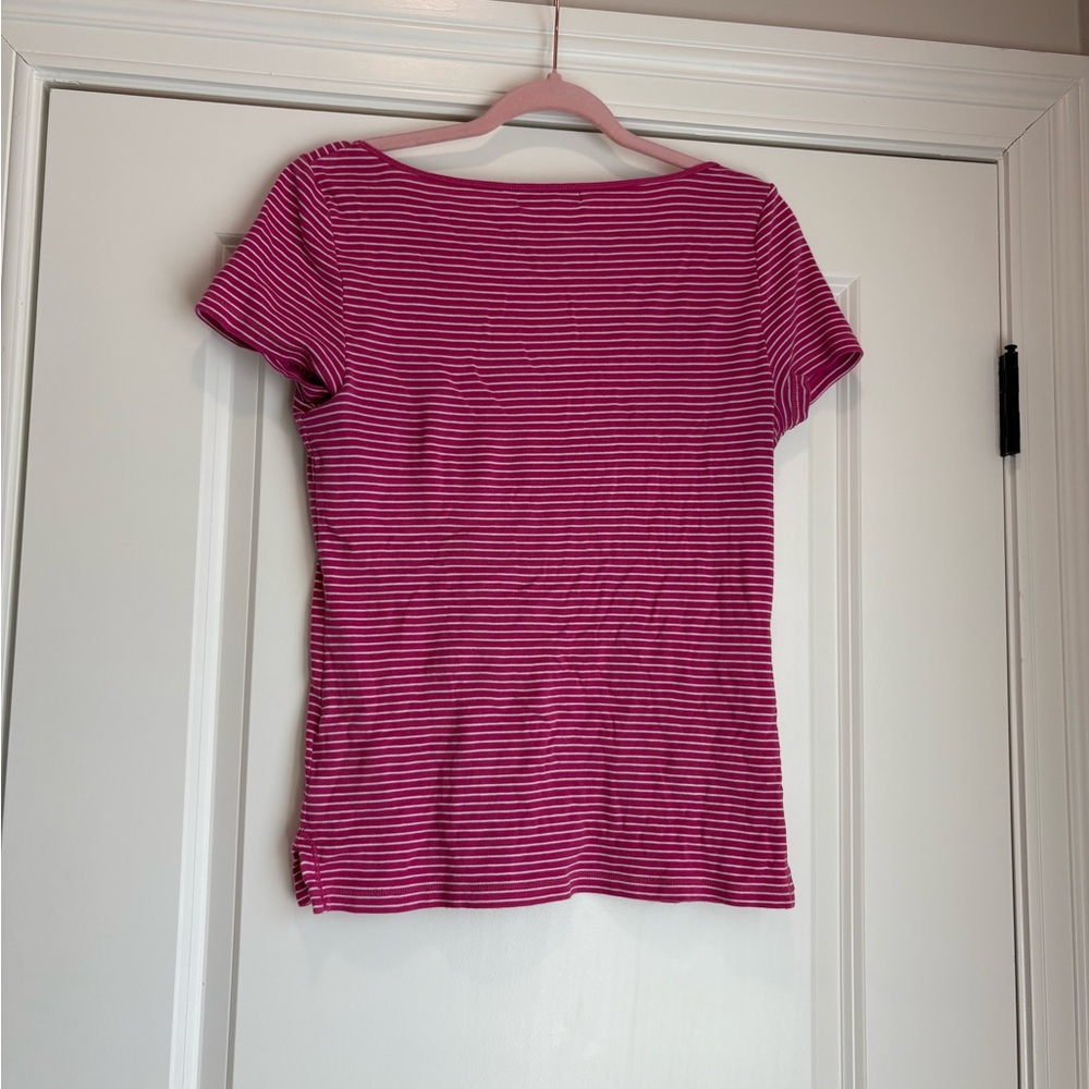 Lauren Ralph Lauren Pink Striped Tee View 3